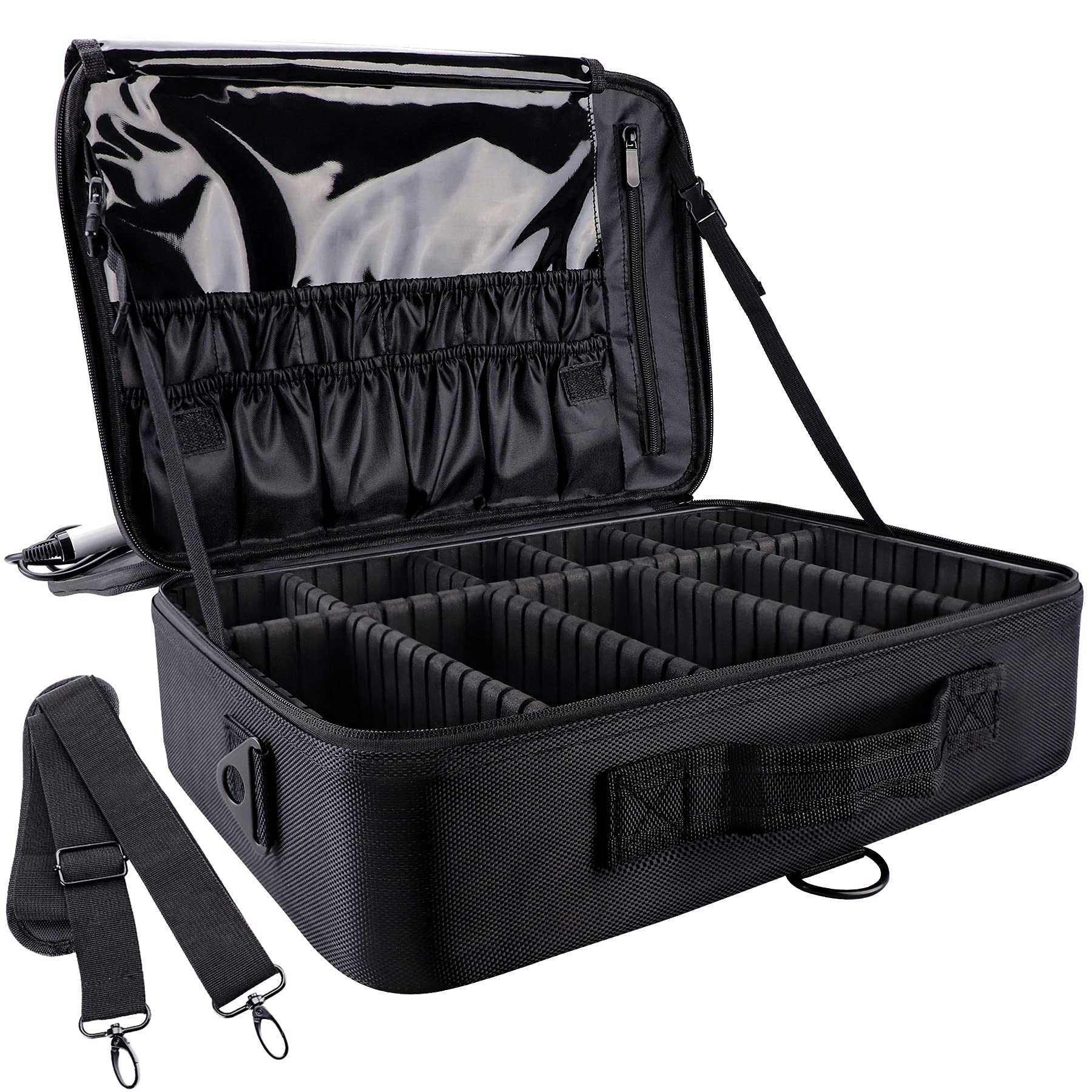 gzcz large capacity travel makeup train case with organized compartments for cosmetics, on-the-go