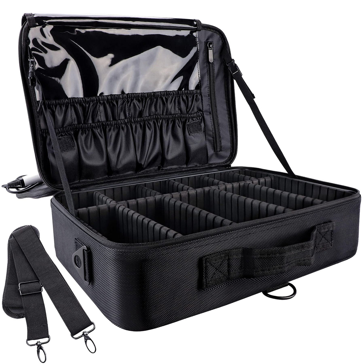 gzcz large capacity travel makeup train case with organized compartments for cosmetics, on-the-go