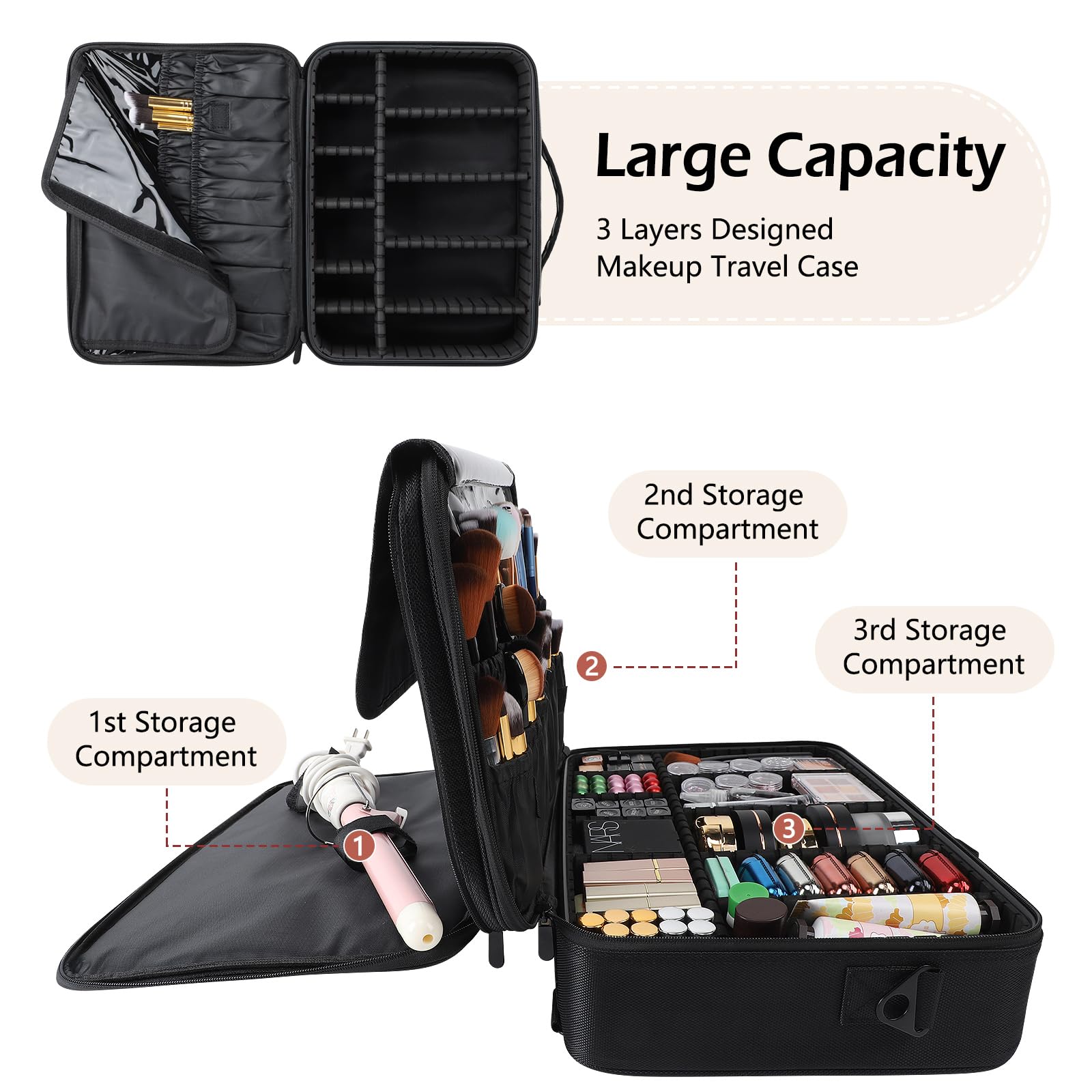 gzcz waterproof makeup case protects cosmetics during travel and outdoor use
