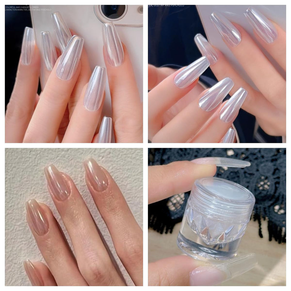 GZMAYUEN polvo uñas, brillo translúcido, perfecto para crear capas sutiles y dinámicas