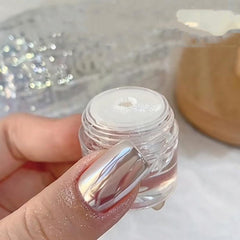Polvo de uñas GZMAYUEN, efecto espejo blanco perla, brillo reflectante para acabado glam