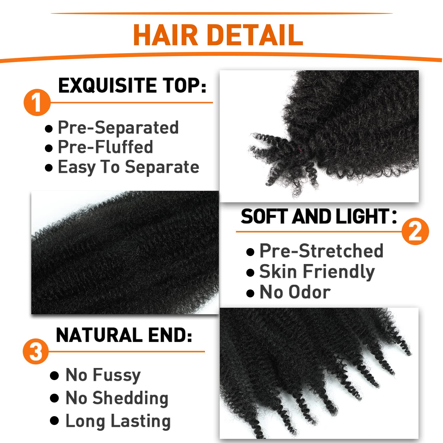 GZVIS Springy Afro Twist Hair 12in close-up shows pre-fluffed strands ready for styling.
