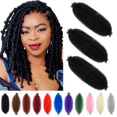 GZVIS Springy Afro Twist Hair 12in front view shows dense, natural texture for protective styling.