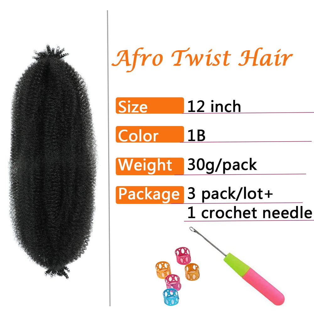 GZVIS Springy Afro Twist Hair 12in side view highlights lightweight feel for easy installation.