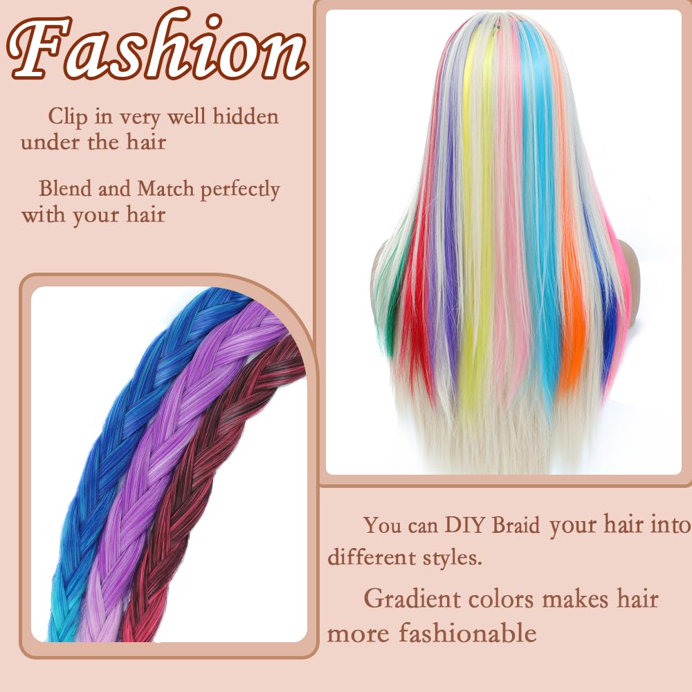 A person wearing GZVIS Crystal Blue clip-in extensions for a vibrant look