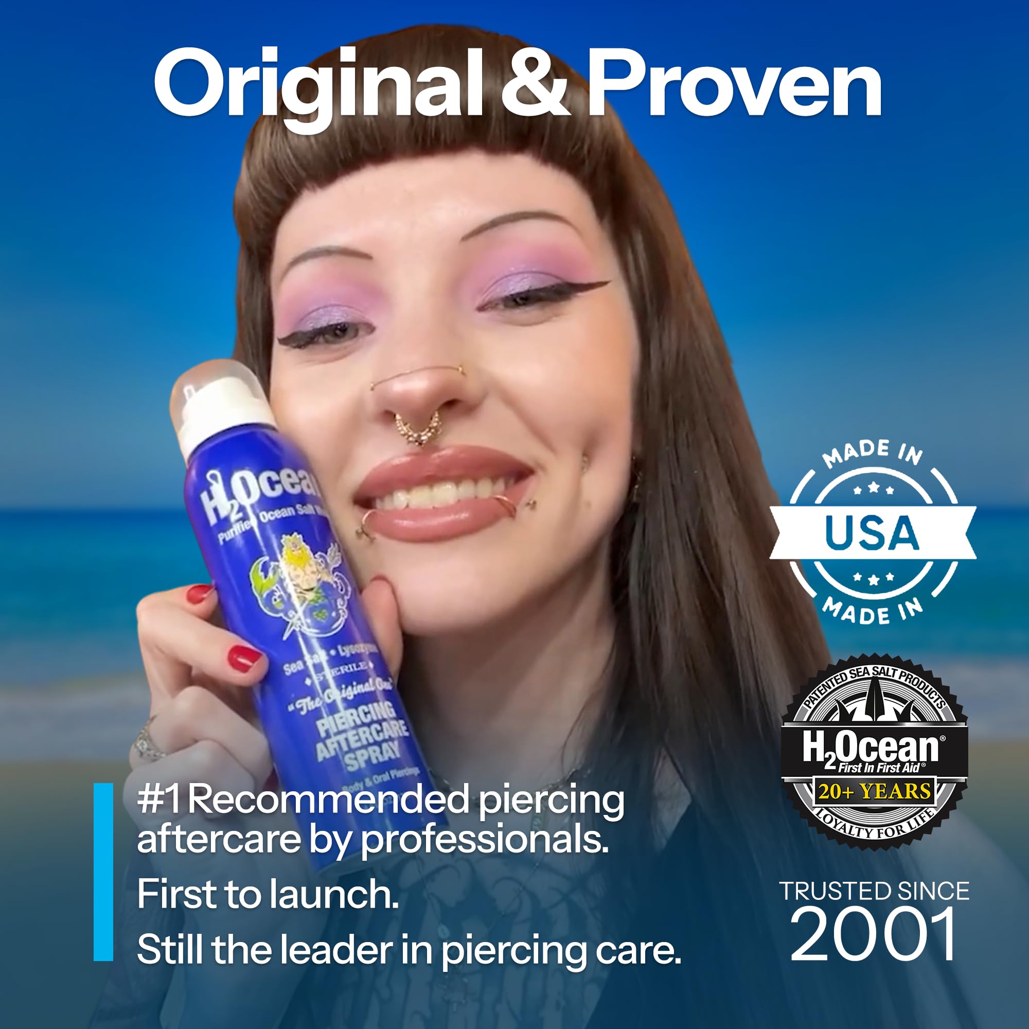 H2Ocean aplicación 360 grados sin tocar para higiene del piercing