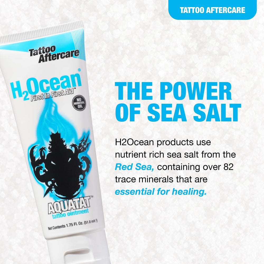 H2Ocean Aquatat uso durante tatuaje para protección e hidratación.