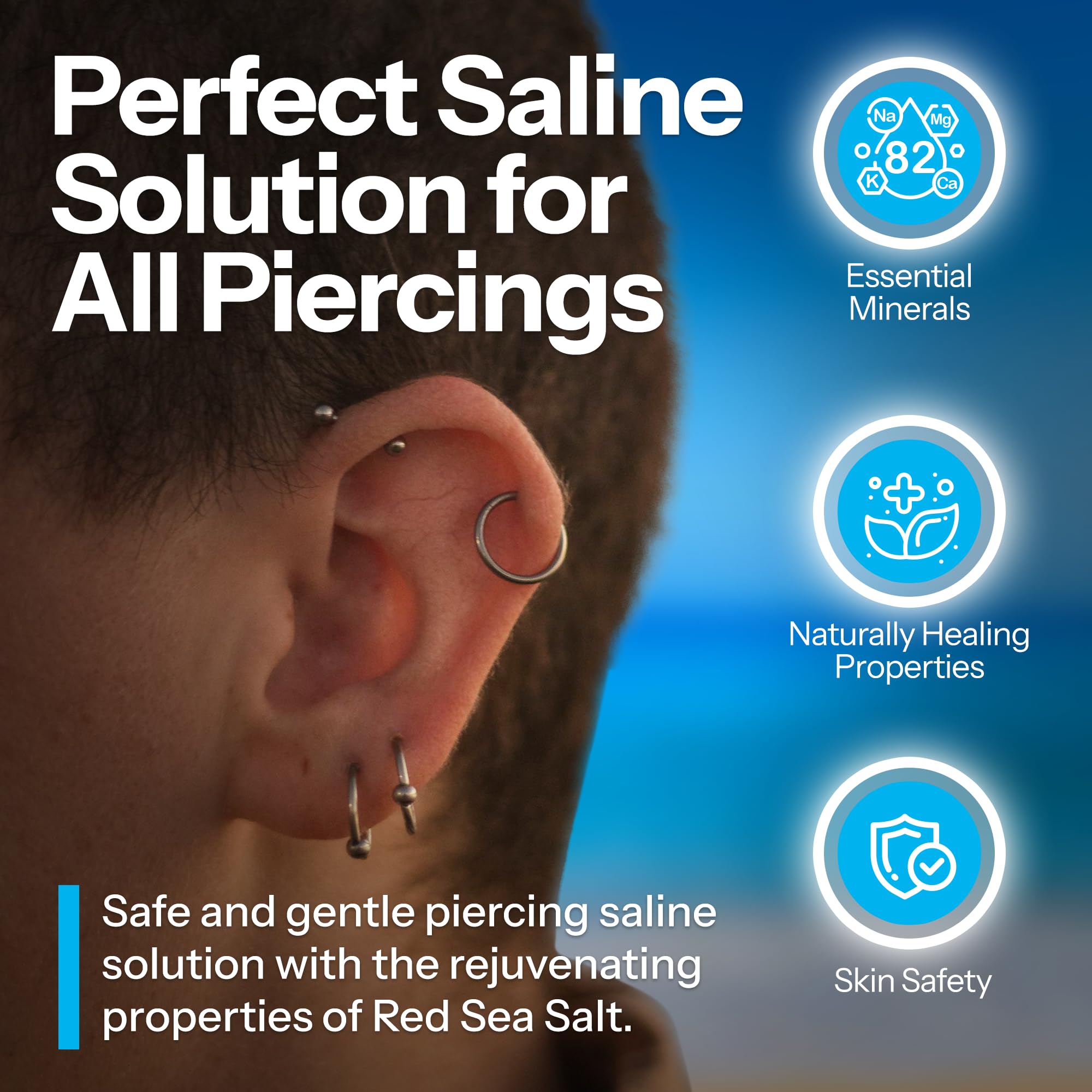 H2Ocean enfoque natural con sal marina para ambiente estable del piercing