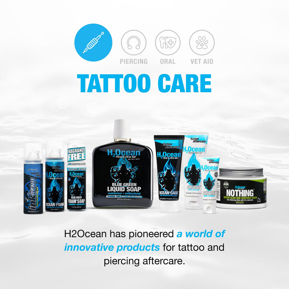 Close-up of hydrated tattoo skin after treatment