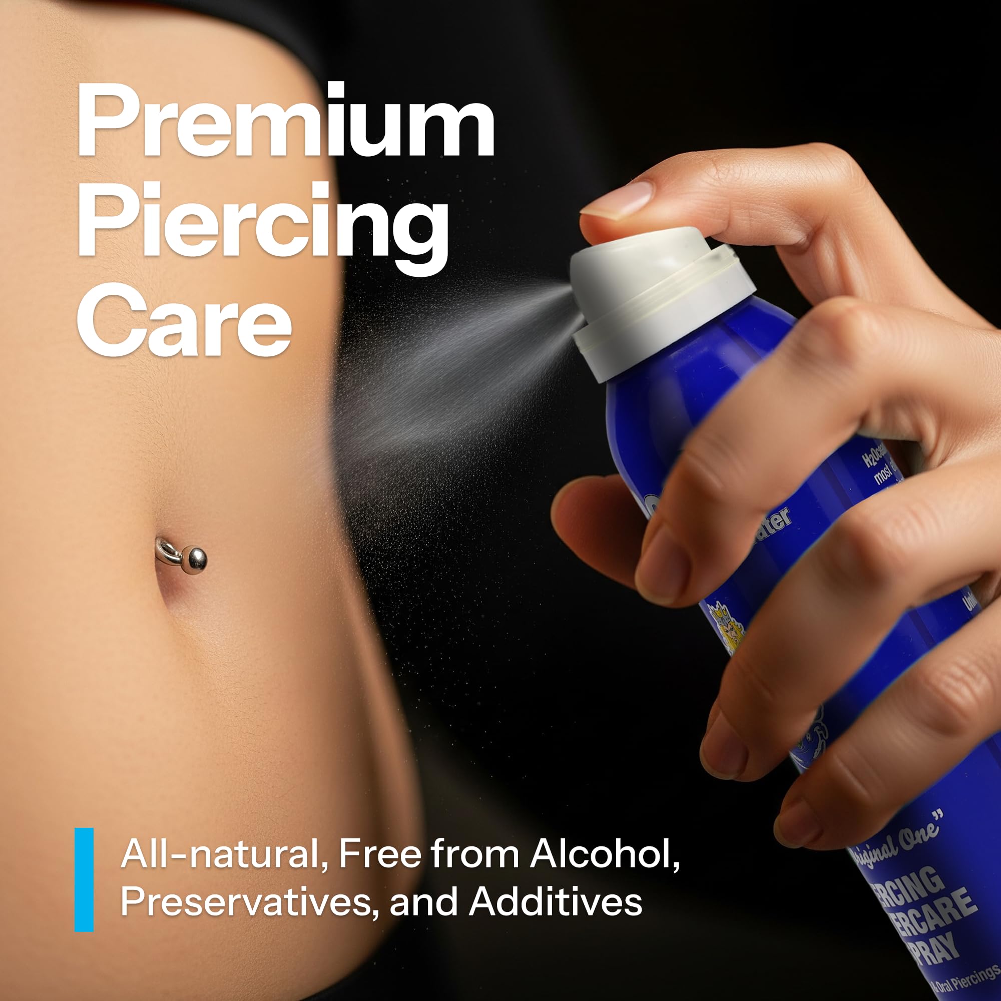 H2Ocean fórmula suave sin alcohol para piel sensible alrededor del piercing