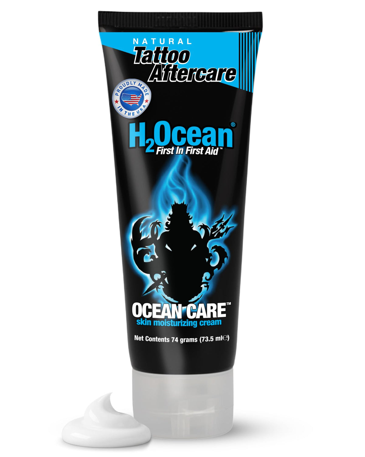Loción de cuidado de tatuajes H2Ocean en envase 2.5oz, hidratación suave.