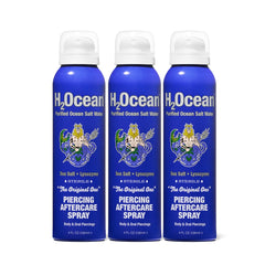 H2Ocean piercing aftercare spray 360-degree bottle for easy touchless application.