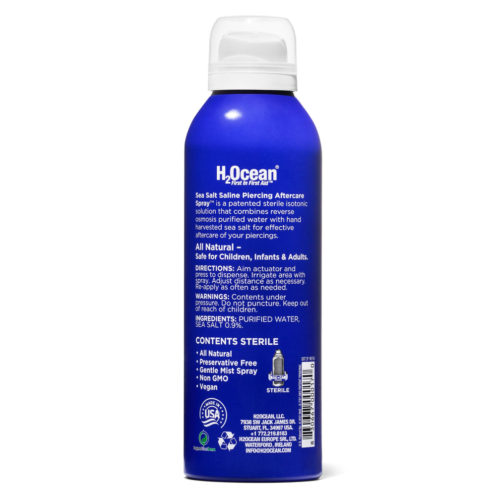 H2Ocean sin OGM, spray suave para zonas sensibles alrededor del piercing.