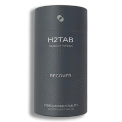 H2TAB bottle front label shows fragrance-free tablets for recovery.
