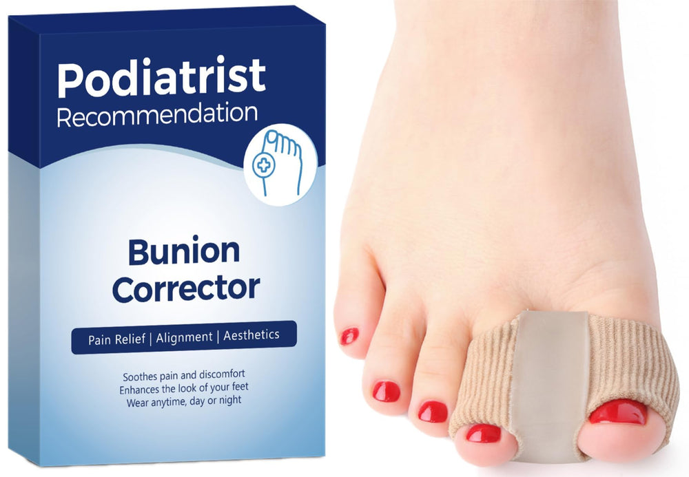 Habioer Bunion Corrector toe separators on feet close-up promote comfortable toe alignment.