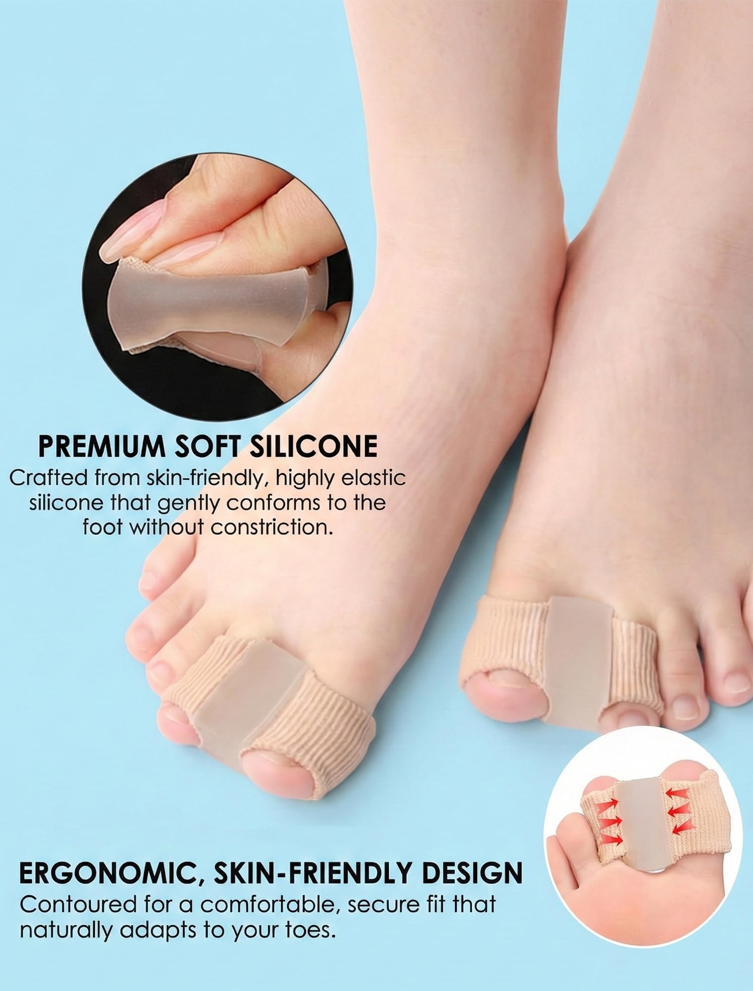 Habioer Bunion Corrector worn at the desk supports daily comfort and posture.