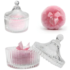 Habitable Tree glass puff container with crystal finish for elegant storage