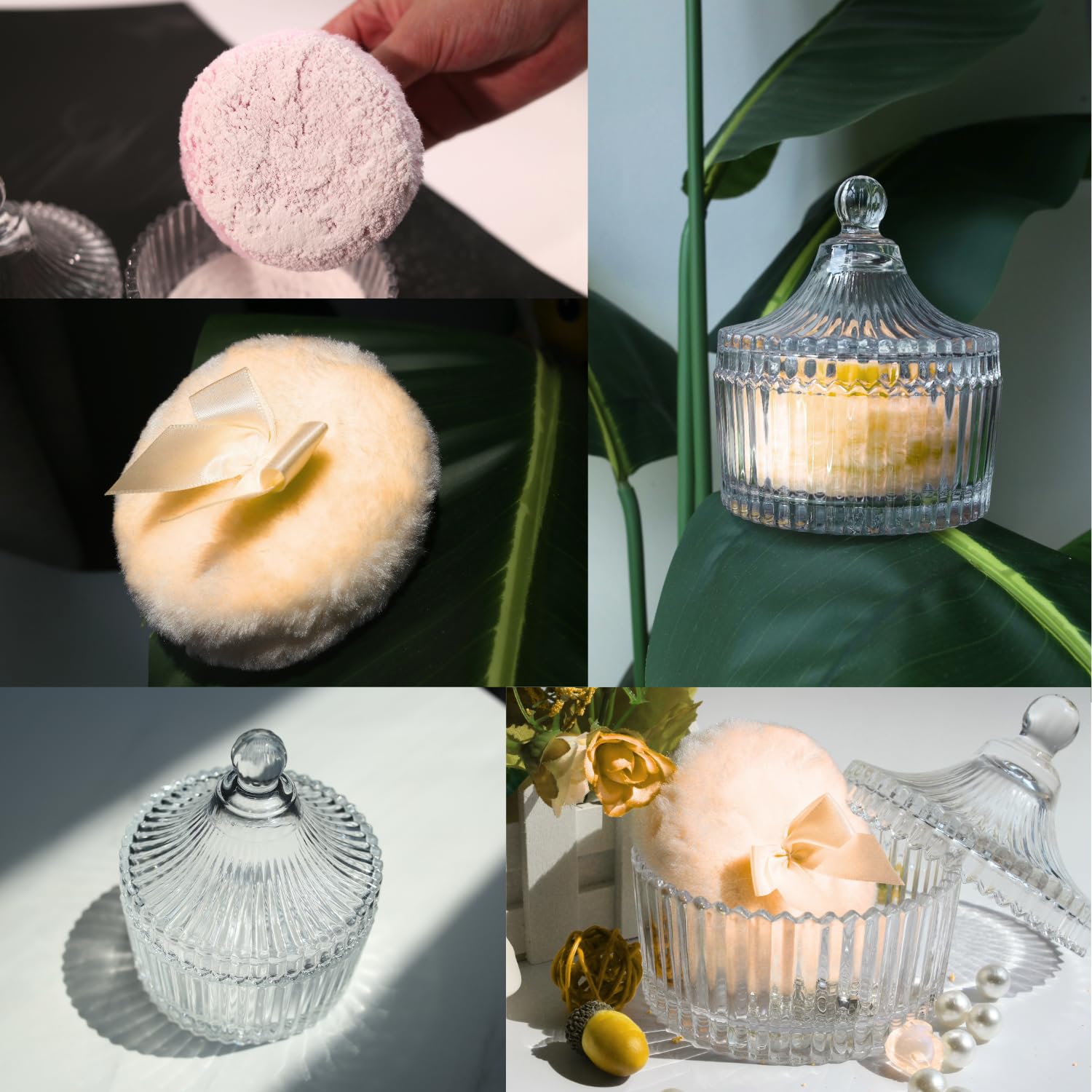 Habitable Tree vintage crystal jar adds classic vanity storage.