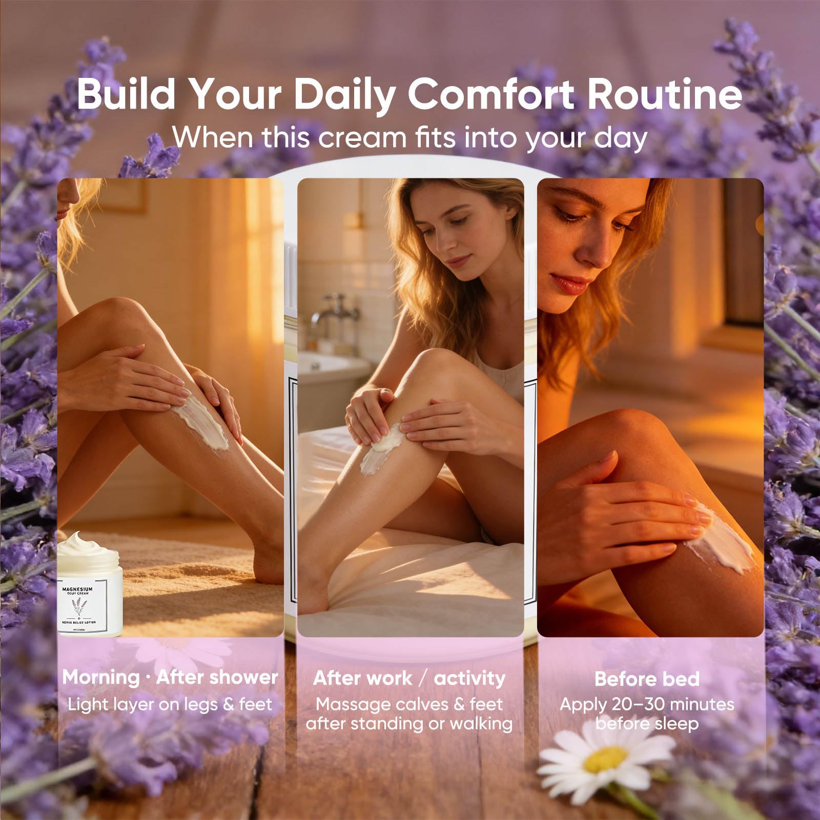 HABOHUSE Neuropathy Cream bottle highlighting lavender and arnica ingredients.