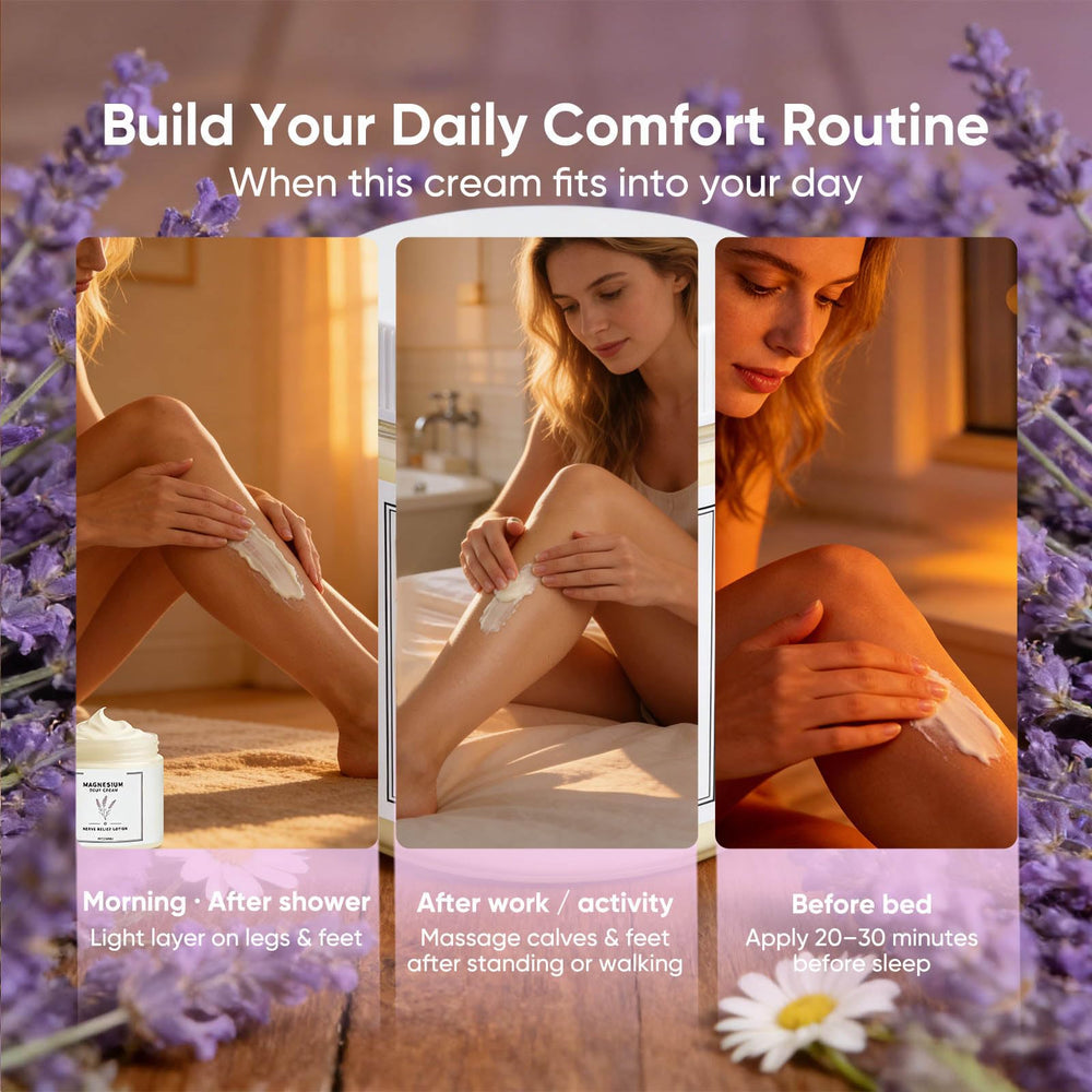 HABOHUSE Neuropathy Cream bottle highlighting lavender and arnica ingredients.