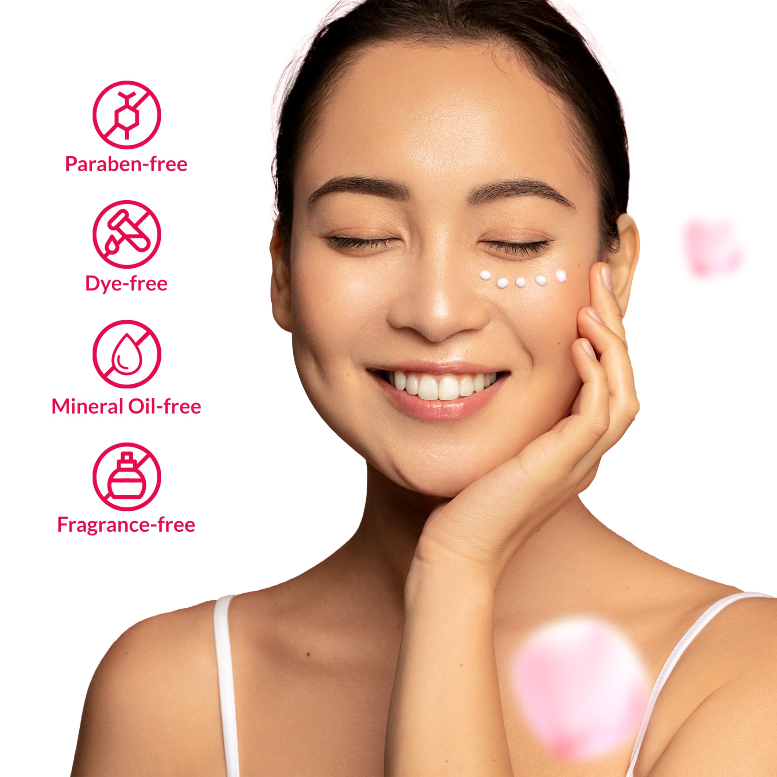 Ingredientes clave de la crema ocular Hada Labo Tokyo para la piel alrededor de los ojos.