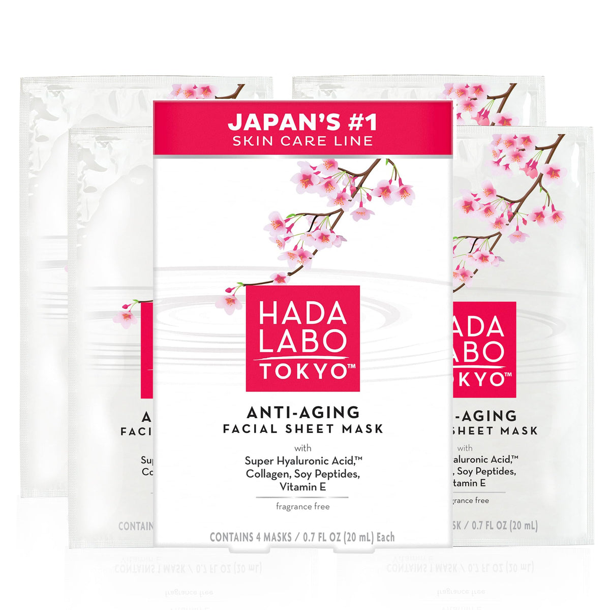Hada Labo Tokyo mascarilla anti-edad para rostro con hidratación profunda.