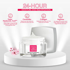 Skin after applying Hada Labo Tokyo Plumping Gel Cream with a smooth, cushiony look