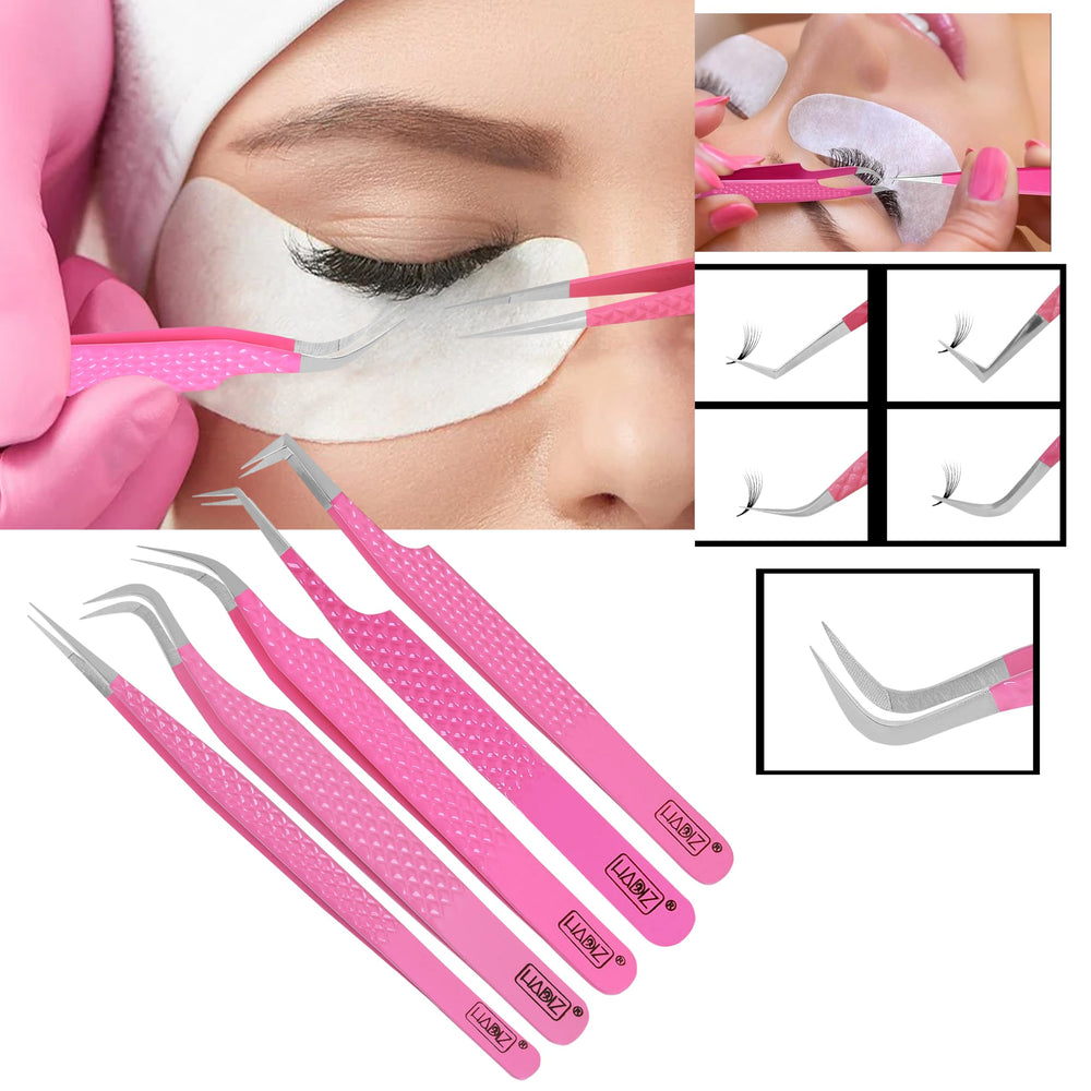 HADIZ Japanese steel eyelash tweezers fiber tip for durable handling.