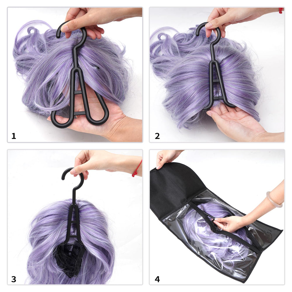 Hadwoer closet organization solution saves space while keeping wigs ready to wear.