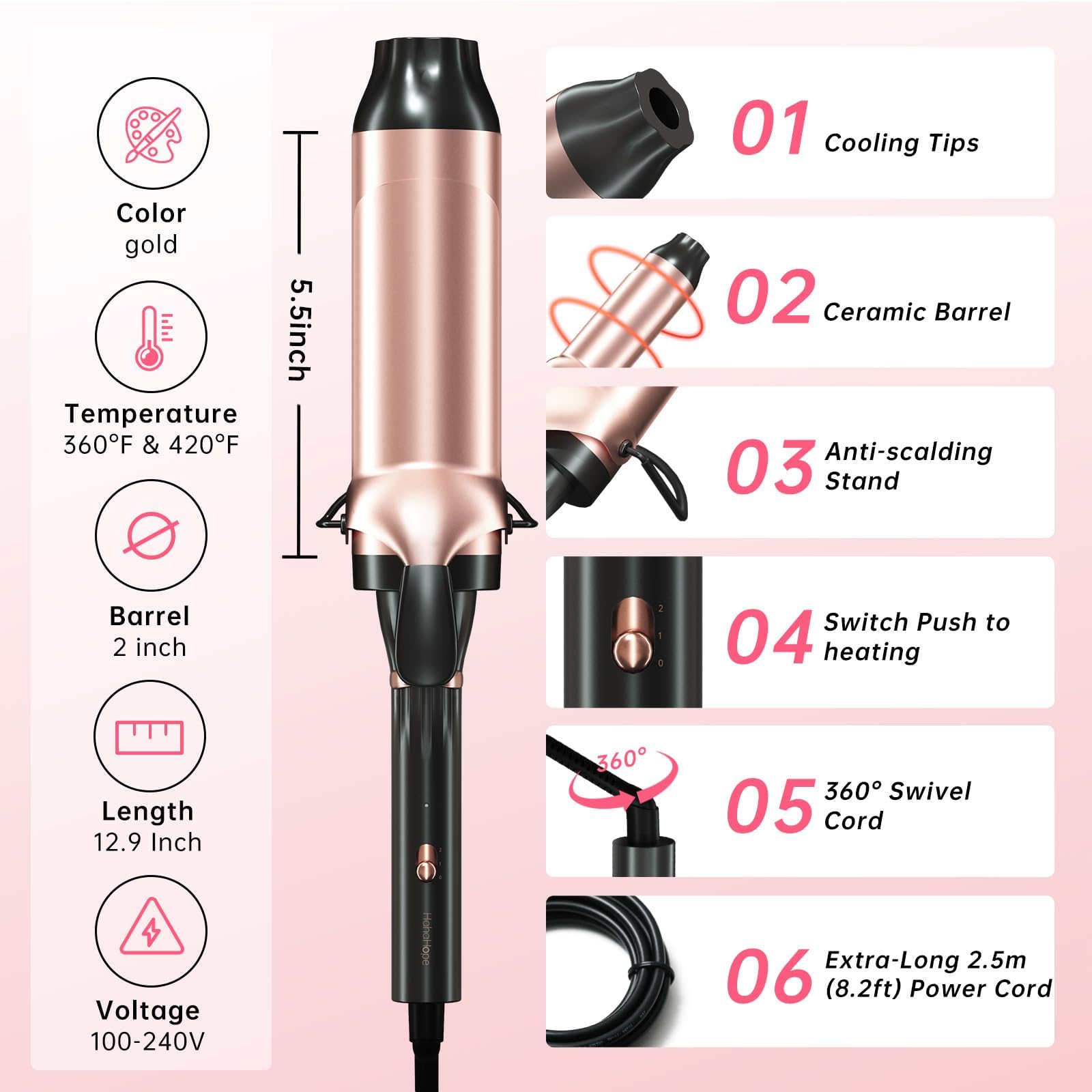 Hahahope long-hair styling with the 2-inch barrel in fewer passes.