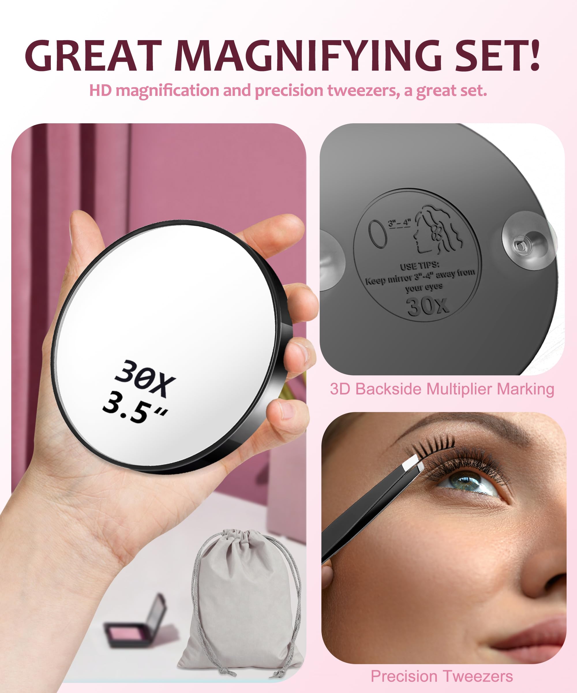 Haikopoon 30x magnification mirror close-up for brow grooming
