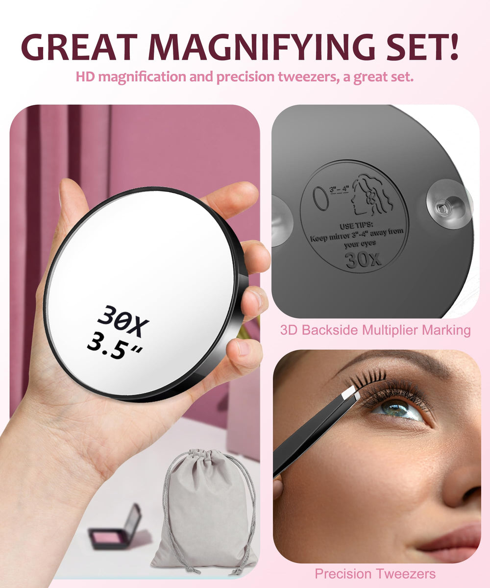 Haikopoon 30x magnification mirror close-up for brow grooming