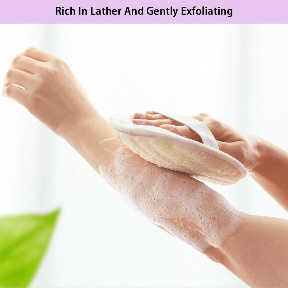 Haikuluo oval loofah sponge ideal for targeted shower exfoliation.