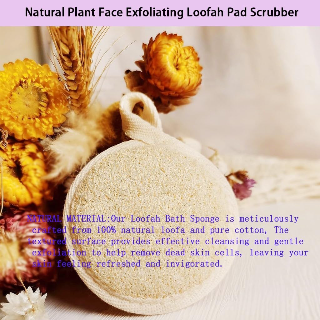Haikuluo loofah sponges with hanging loop for drying.