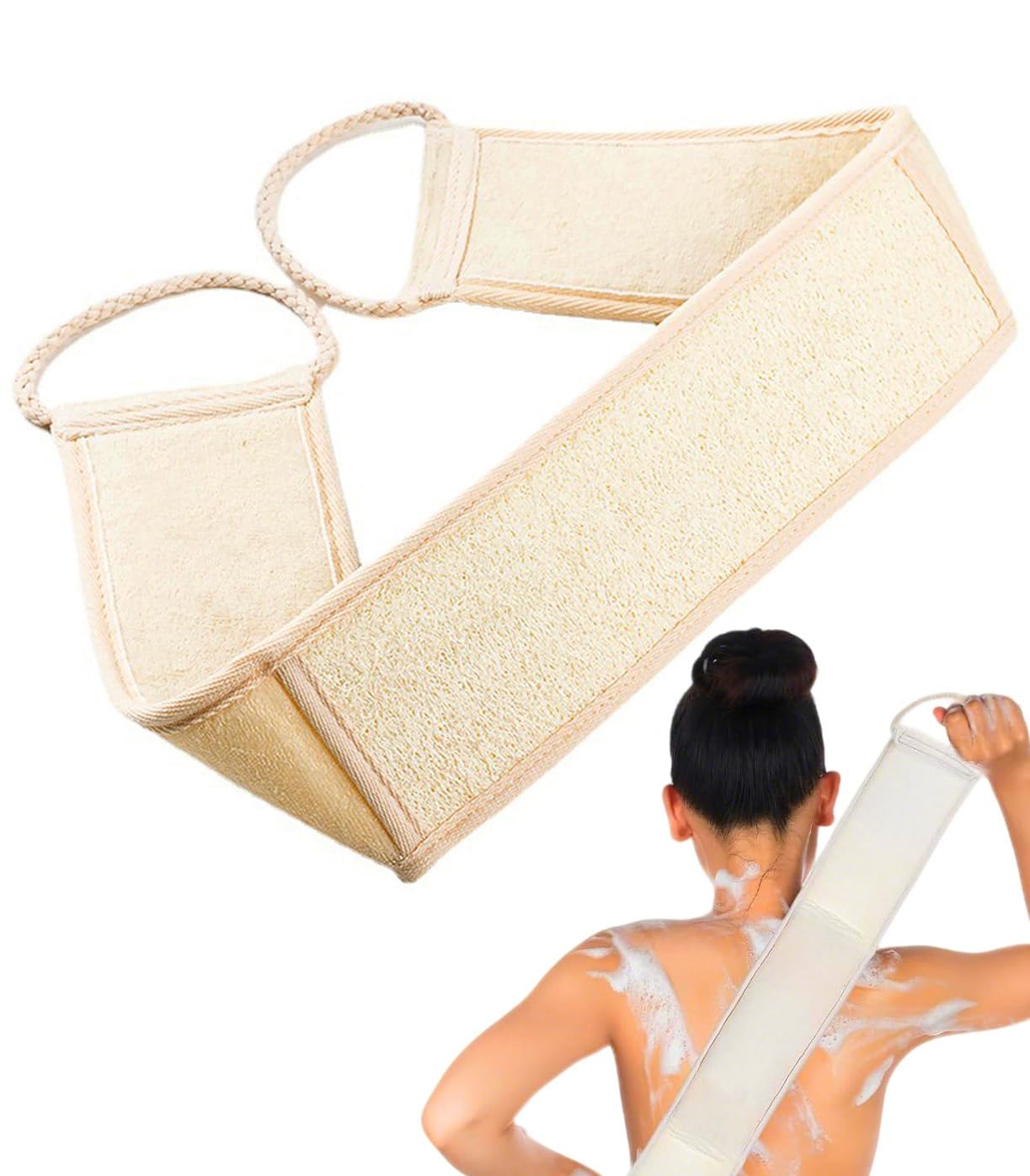 Haikuluo natural loofah back scrubber for deep cleansing and exfoliation