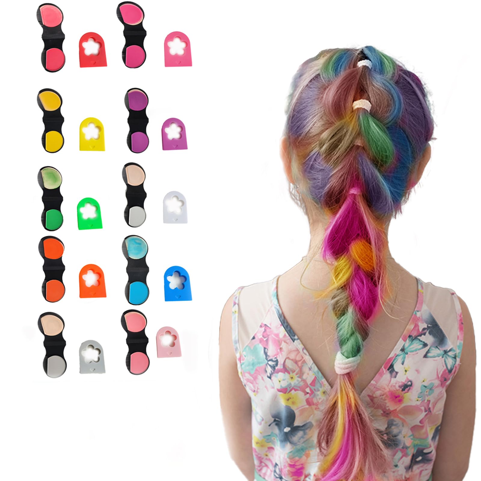 HAIOLORPRO hair chalk set with 10 colors for vibrant, washable color on all hair.