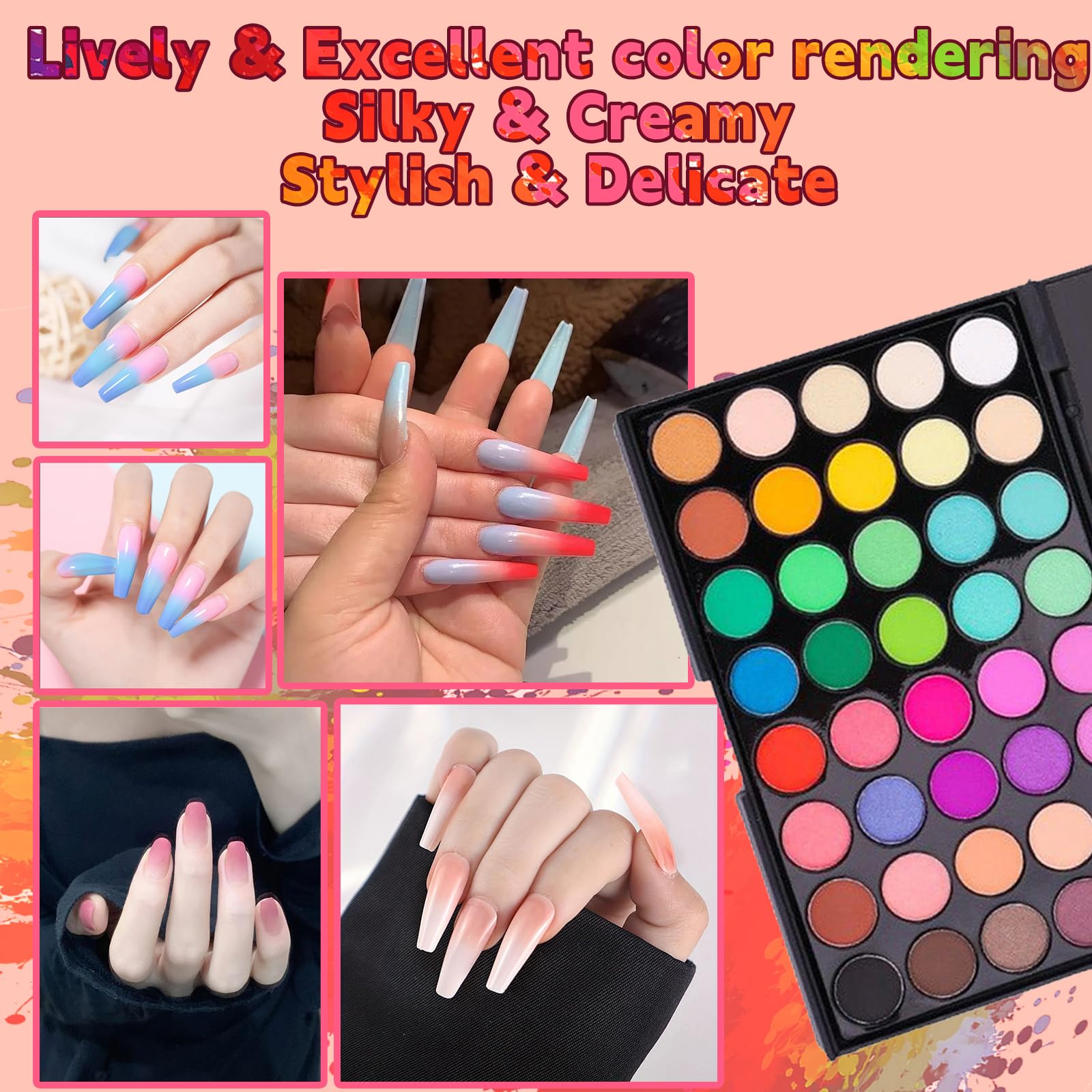 HAIOLORPRO iridescent pigments palette adds shimmering depth to manicures.