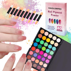 HAIOLORPRO pigment powder 40-color set for vivid nail art and long-lasting shine.
