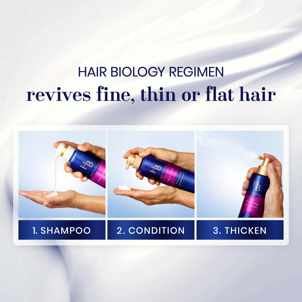 Hair Biology biotin-infused formula tube emphasizing strength and shine for aging hair.