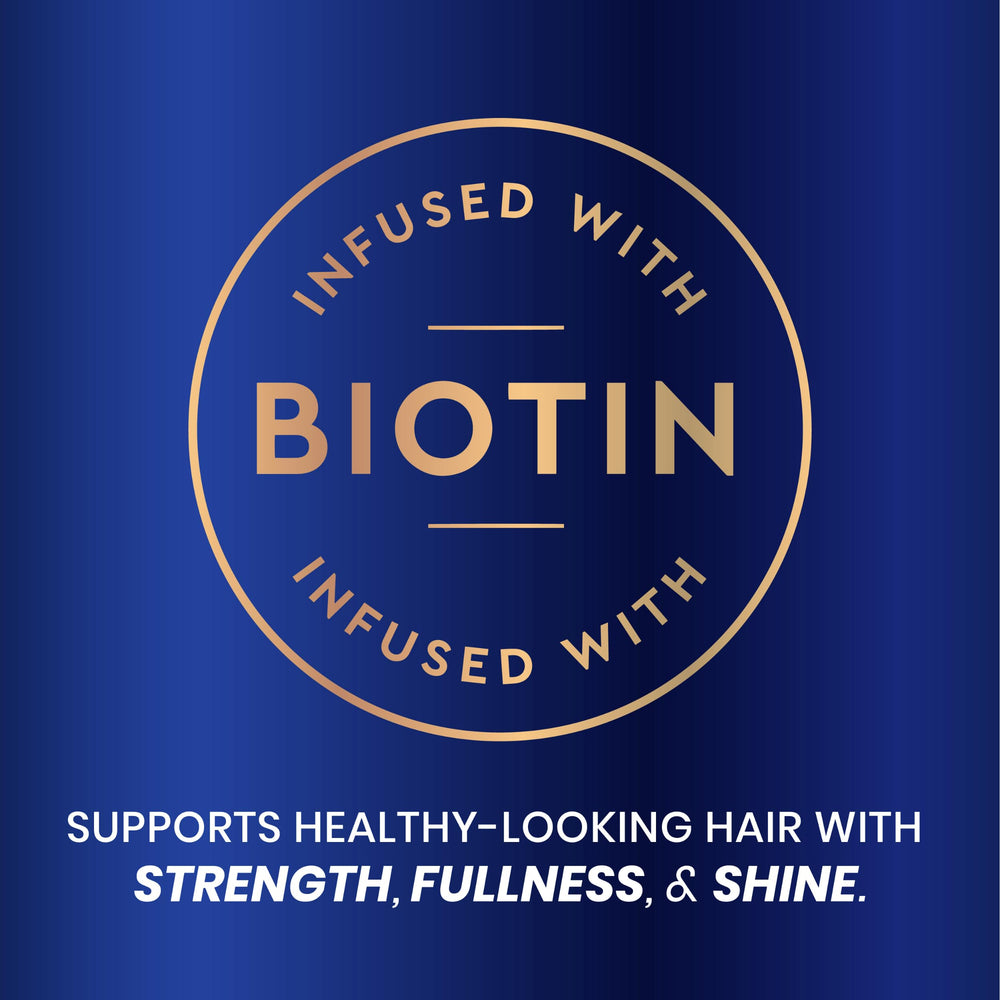 Hair Biology thickening treatment spray showing instant strand thickening for a fuller look.