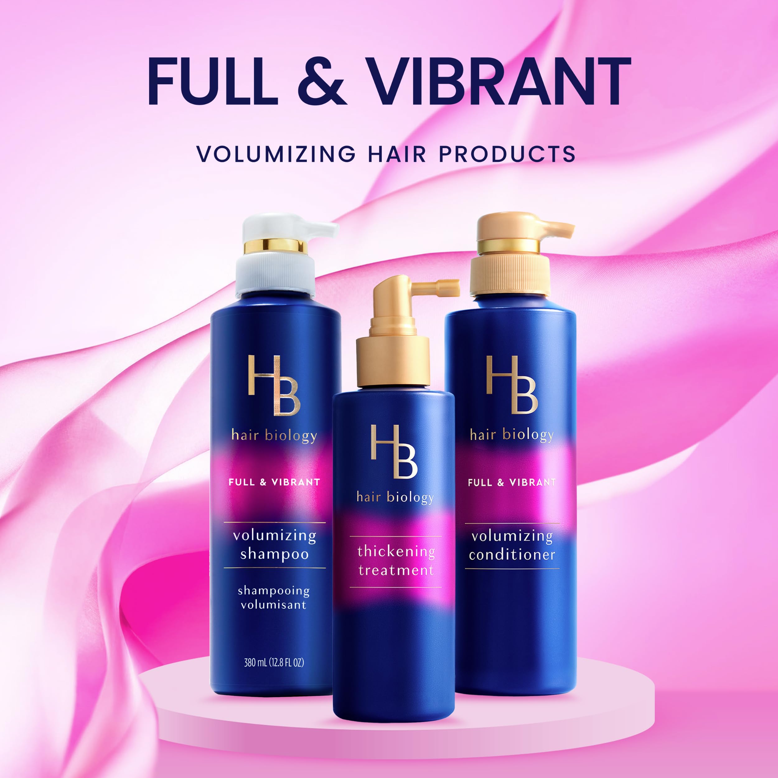 Hair Biology volumizing conditioner bottle delivering lightweight nourishment for fuller, softer hair.