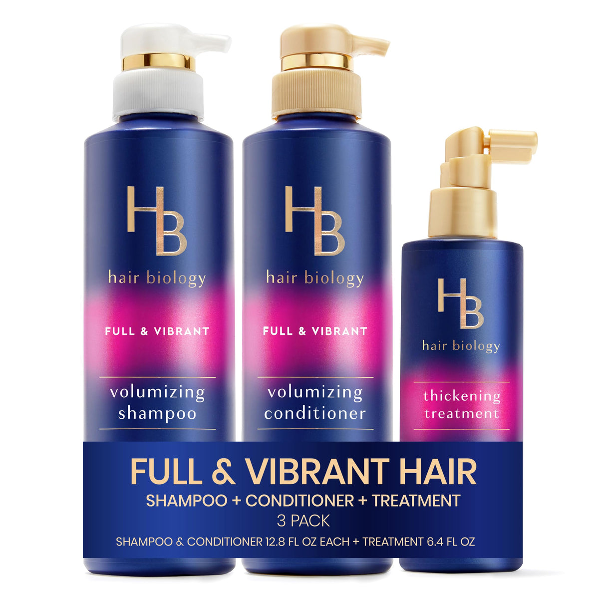Hair Biology volumizing shampoo bottle for weightless cleansing and volume.