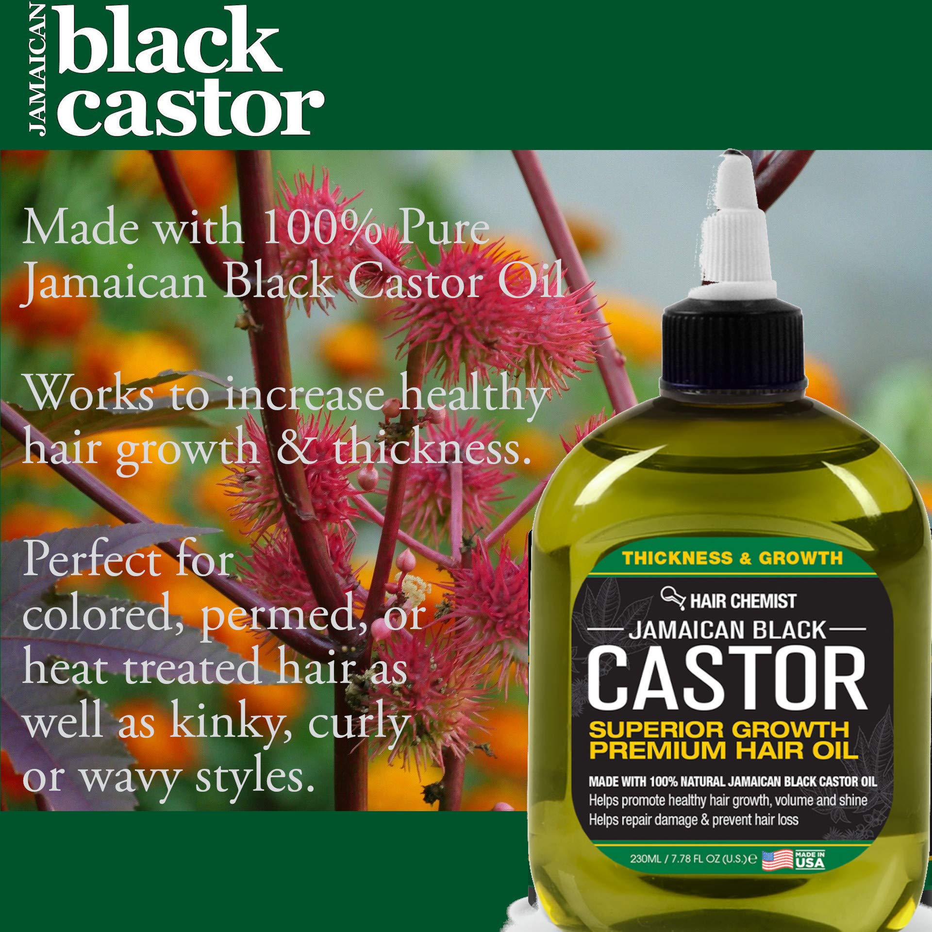 Hair Chemist Jamaican Black Castor Oil label detail highlighting premium natural ingredients