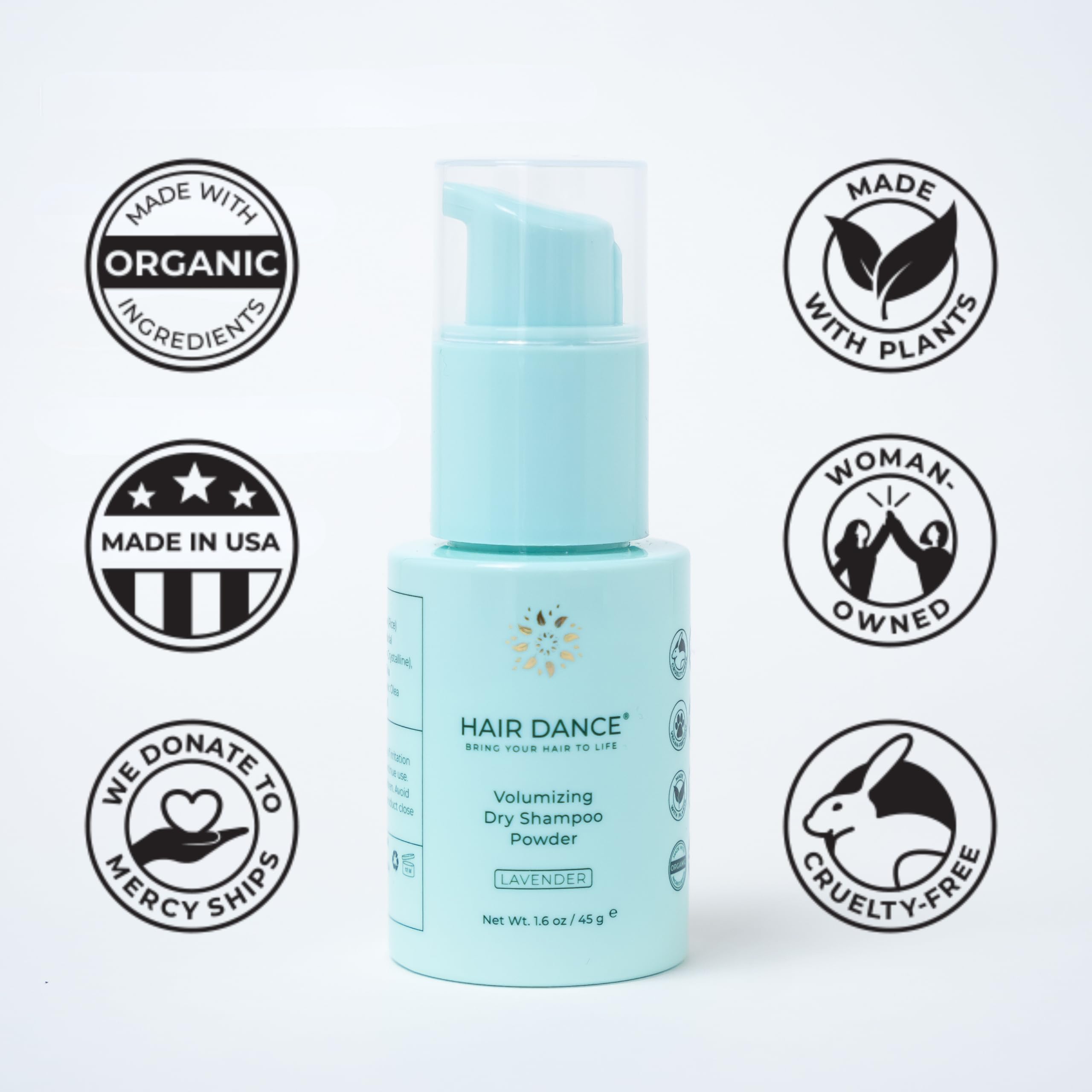 Hair Dance dry shampoo powder travel pack for campsite and trips.