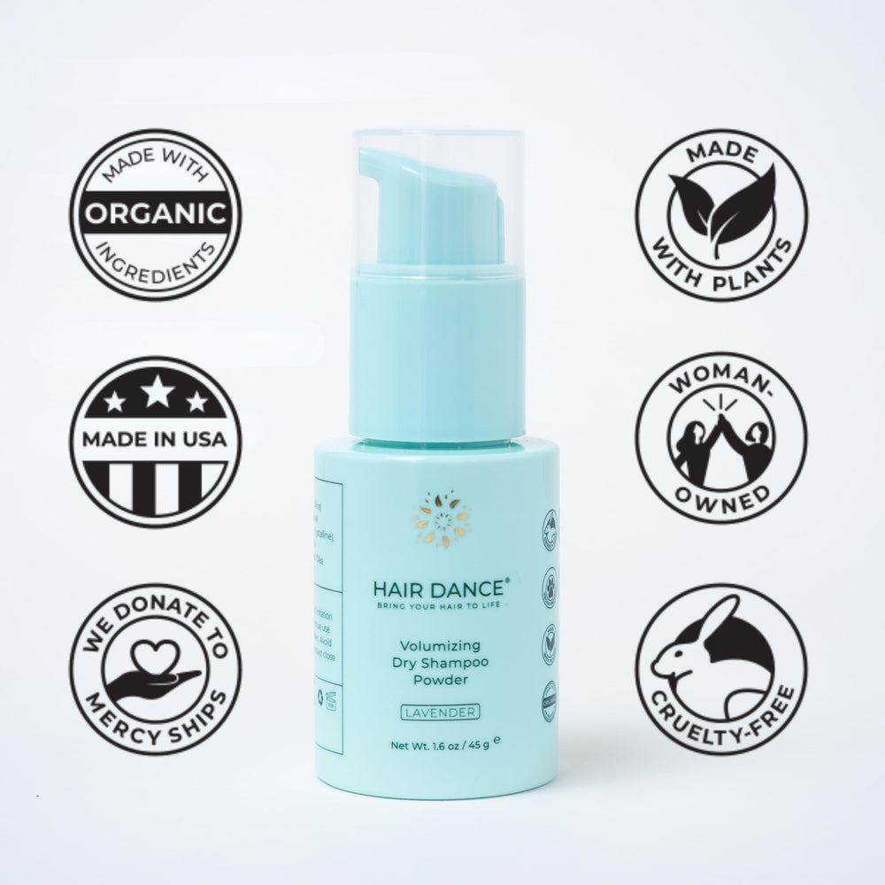 Hair Dance dry shampoo powder travel pack for campsite and trips.