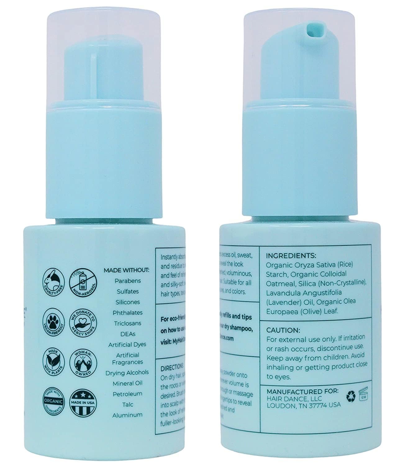 Hair Dance dry shampoo powder vegan cruelty-free and made in USA.
