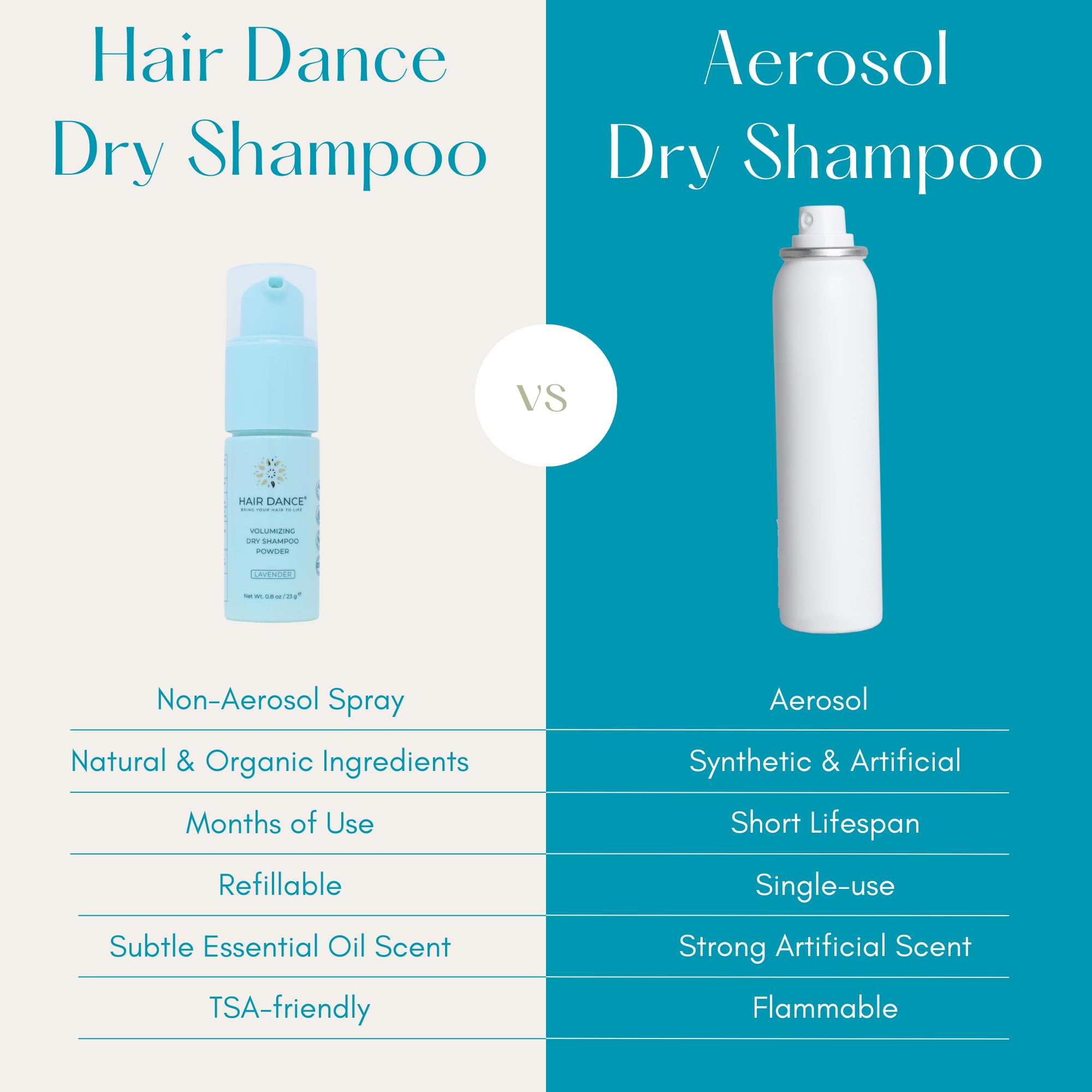 Hair Dance sin talco, vegano y libre de crueldad.