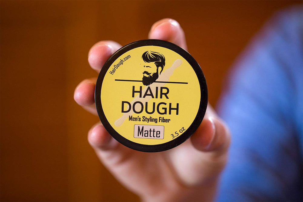 Hair Dough gym-use scenario showing sweat-resistant hold