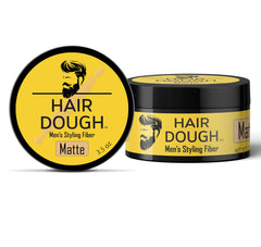 Hair Dough styling clay applied to hair for textured, thick, natural look with matte finish