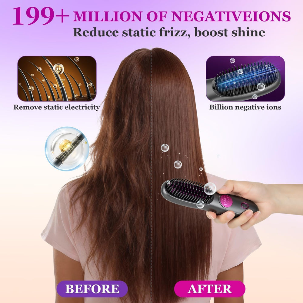 Hair Essence Go Brush Pro LED display with 3 heat settings for precise styling